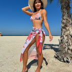 Three Piece Set Floral Printing Customized Mesh Three Piece Set Swimwear Swimsuit Bikini Bikini SanYuva