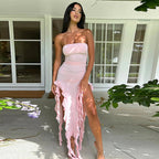 Robe bandeau sexy en dentelle à découpes et ajourées pour femme