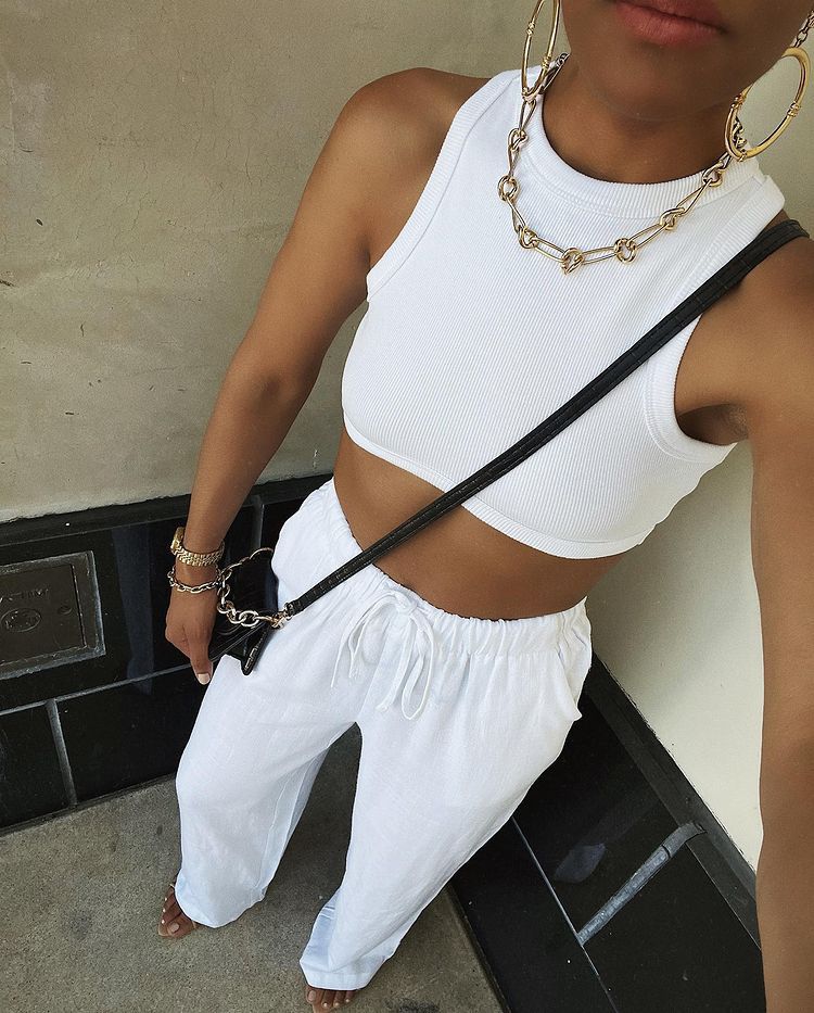 Round Neck Rib Sports Vest Spring Summer Sexy Cropped Slimming Waist I Shaped Short Top BESSY