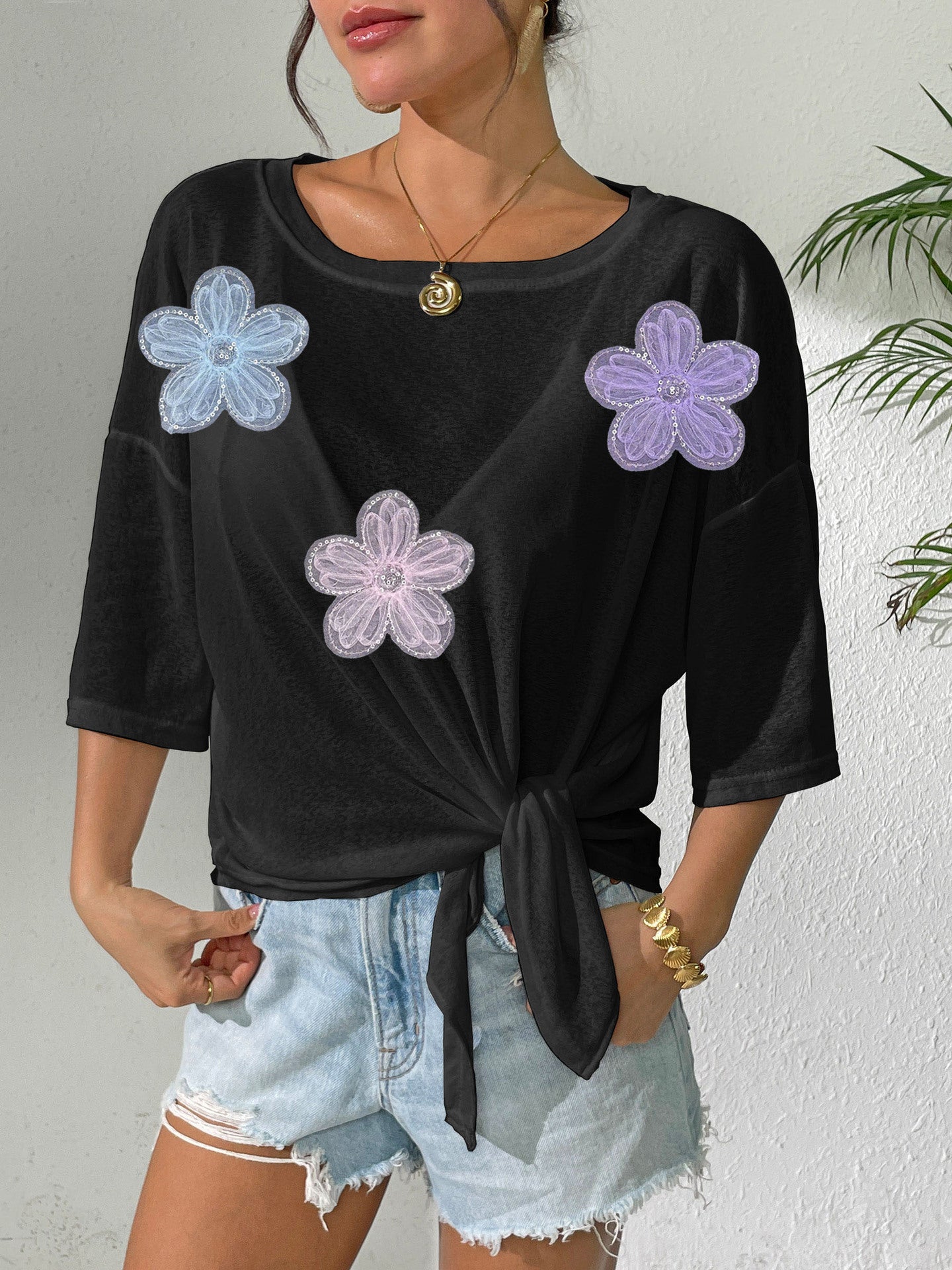 Black 3 Lace Flower