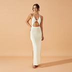 Maxi Dress Women Solid Color Sexy Knitted Beach Dress Bikini Swimsuit Blouse Sun Protective Clothing Mangar
