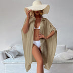 Bamboo Cotton Shirt Loose Beach Cardigan Vacation Sun Protection Clothing Beach Cover Up Swimsuit Outwear Cardigan EvenStar