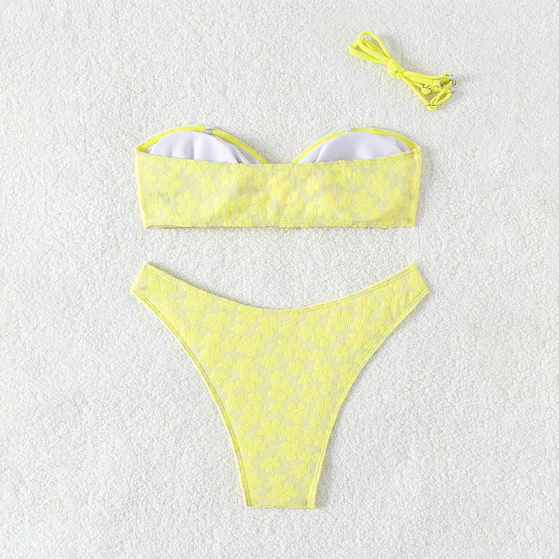 Traje de baño Bikini Estampado Sexy Top de Tubo Bikini Dividido Traje de baño para Mujer