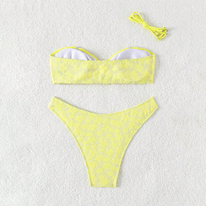 Traje de baño Bikini Estampado Sexy Top de Tubo Bikini Dividido Traje de baño para Mujer