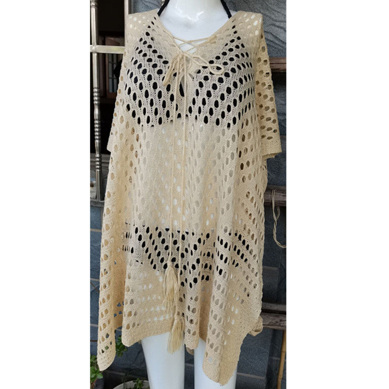 Vestido playero de punto sexy con aberturas y falda para vacaciones, protección solar para la playa, bikini