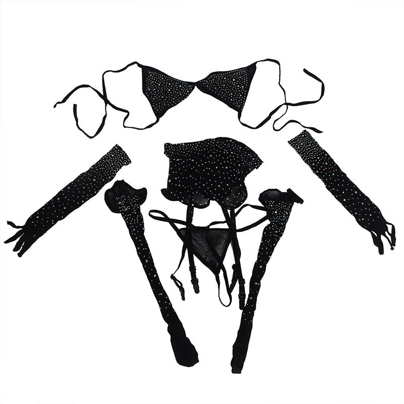 Medias de red con diamantes incrustados para mujer, sexys y tentadoras, para cuerpo completo, para estimulación en pareja.