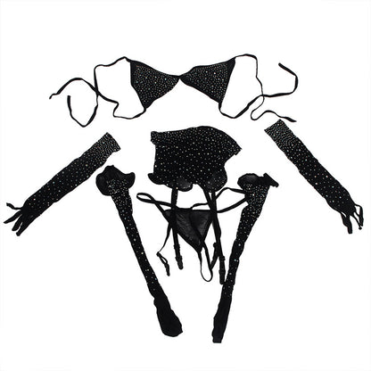 Medias de red con diamantes incrustados para mujer, sexys y tentadoras, para cuerpo completo, para estimulación en pareja.