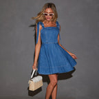 Spring Summer Office Suspenders Denim Women Dress YooYoung
