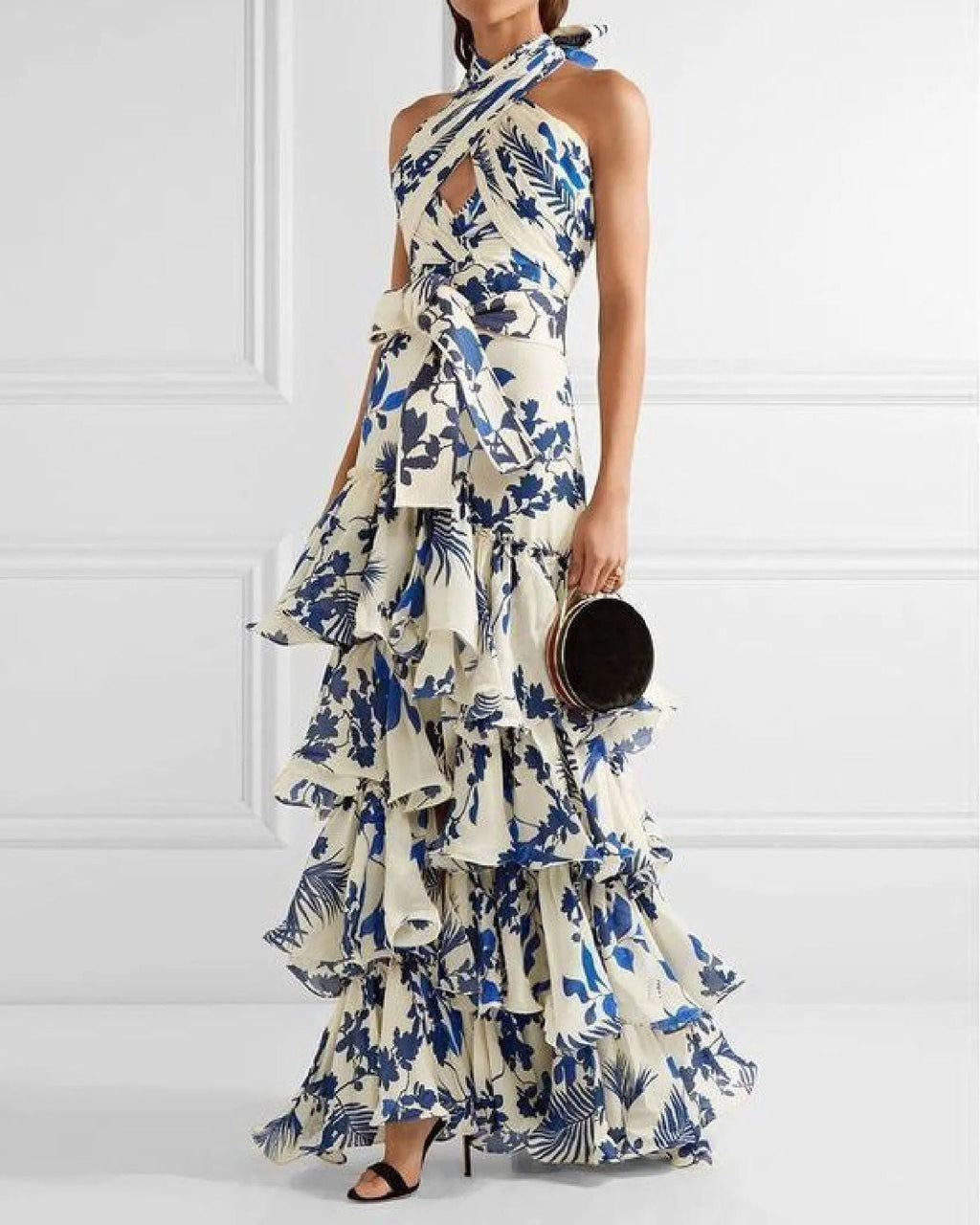 Summer Bohemian Holiday Lace up Lolita Large Swing Dress Printed Dress SSFSS