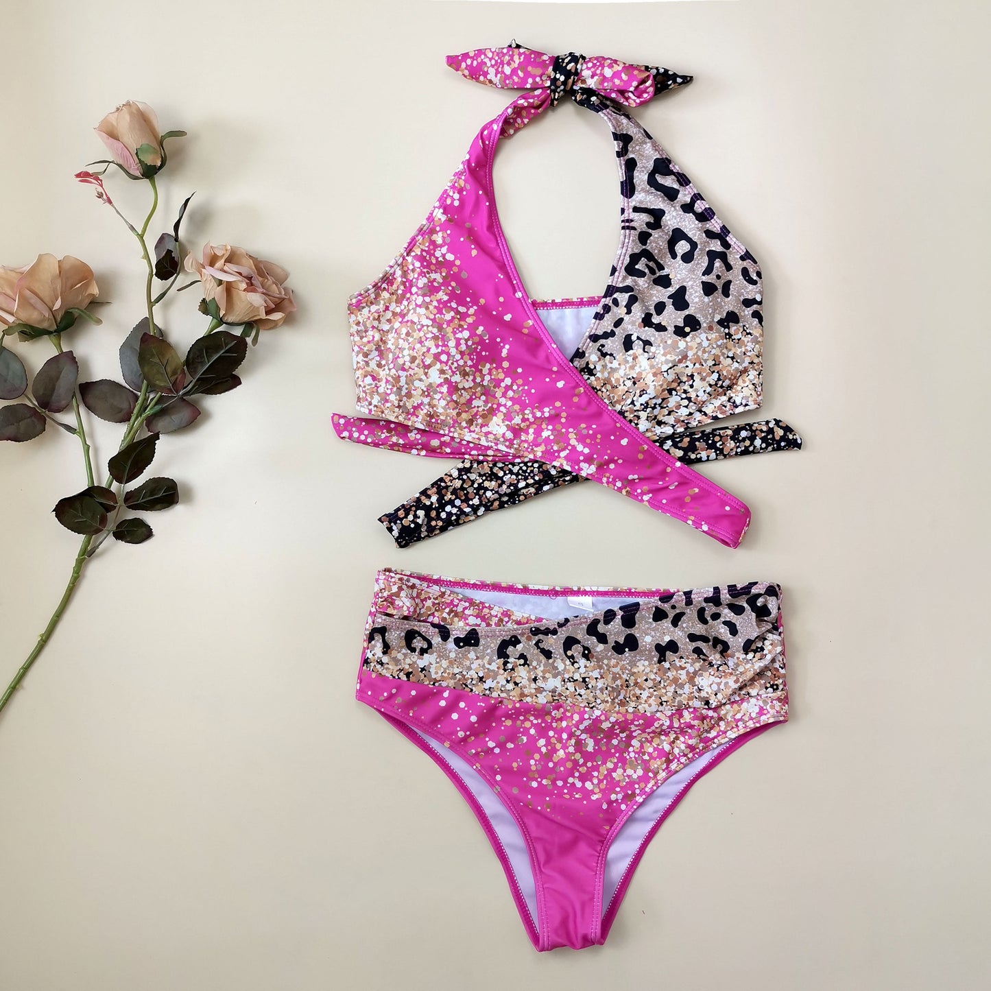 Pink Sequin Leopard Print Gradient