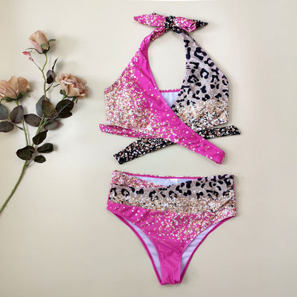 Pink Sequin Leopard Print Gradient
