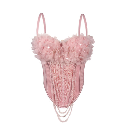Arrival Handmade Floral Tassel Suspender Vest Sexy Backless Tube Top Outer Wear Boning Corset Corset Body Shaping