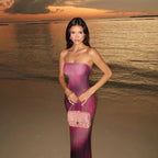 Vestido tubo sexy con estampado degradado para vacaciones en la playa, ajustado y con corte tubo