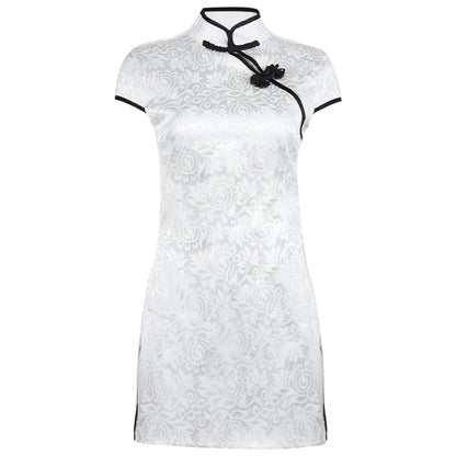 Summer Sexy High Waist Slimming Tight Improved Frog Buckle Dress Split Retro Cheongsam