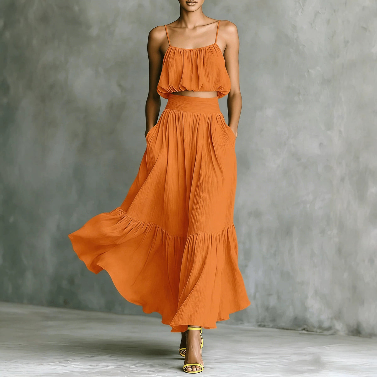 Women Backless Top Strap Skirt Two Piece Sets Venly