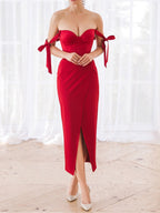 Spring Summer Women Clothing Sexy V neck Strap Sheath Dress OUSHIMAI