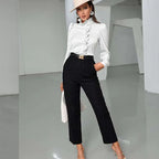 Chemise femme automne en acétate de haute qualité, manches courtes, coupe droite à volants