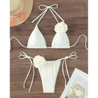 Maillot de bain floral tridimensionnel pour femme, bikini sexy