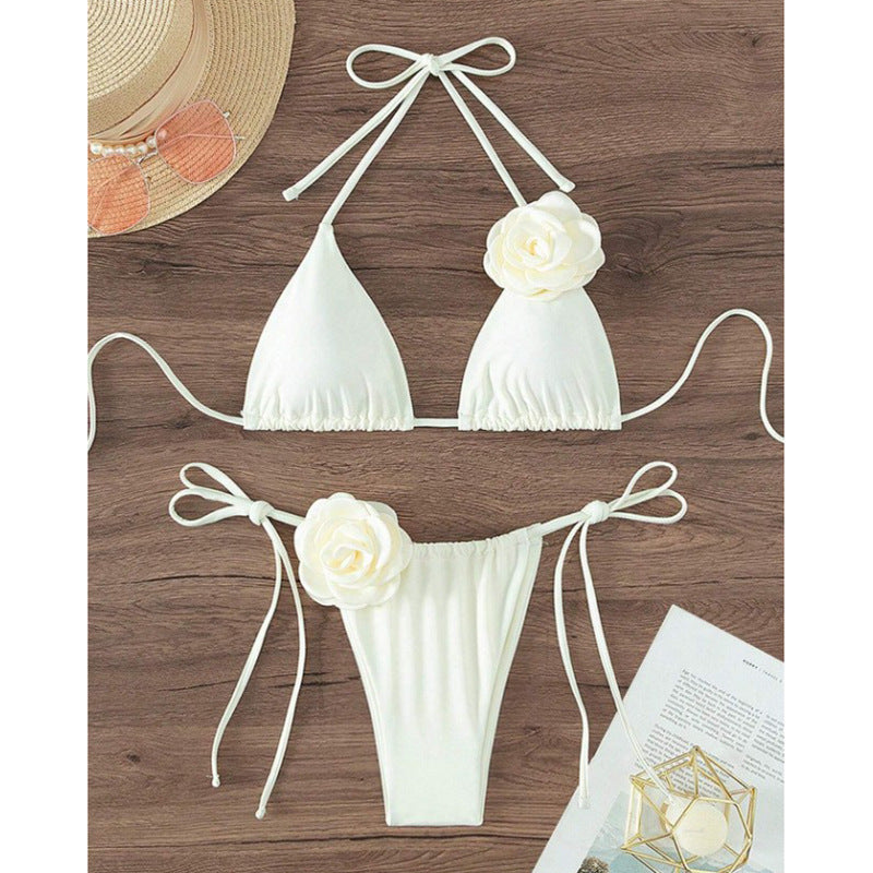 Maillot de bain floral tridimensionnel pour femme, bikini sexy