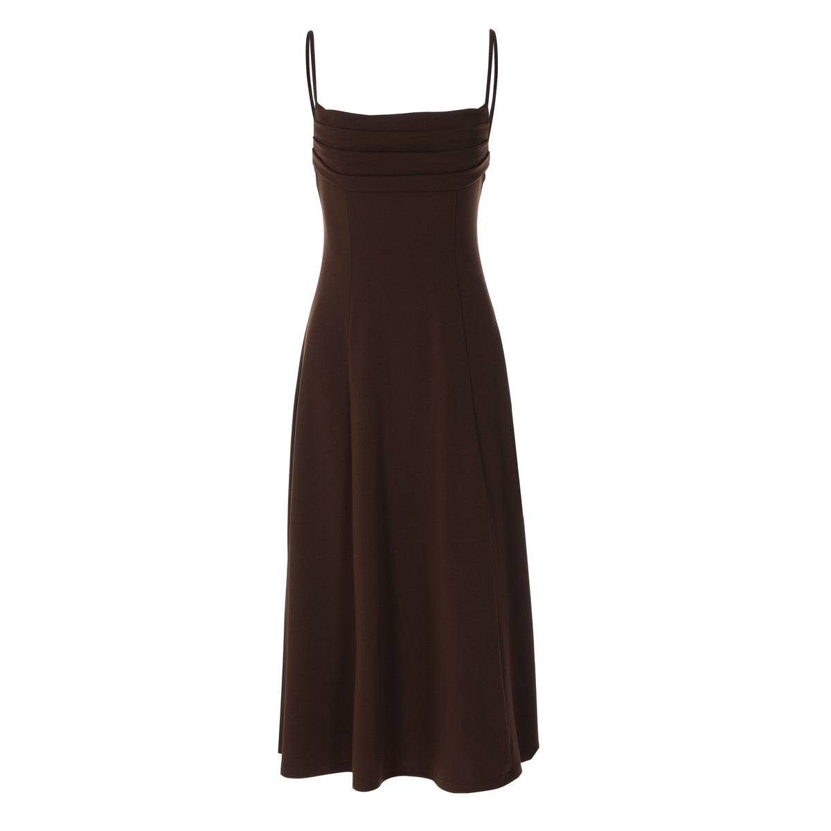 Women Clothing Summer Suspender Pleated off Neck Cinched Swing Dress Fashionable Elegant Dress LEKINS