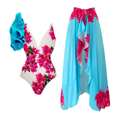 Traje de baño de una pieza con estampado para mujer, estilo europeo, estilo retro francés, para adelgazar el vientre.