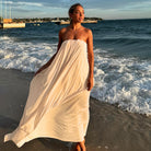 Summer Elegant Lazy Loose Drooping Tube Top Dress Seaside Vacation Large Swing Dress LingSharp