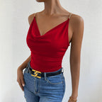 Sexy Red Slip Vest Women Summer Slim Fit Slimming Pleated Waist Tight Short Strapless Tops Outerwear Yiskiss