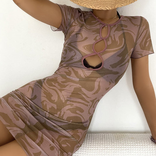 Traje de baño sexy estampado blusa bikini conjunto de tres piezas traje de baño