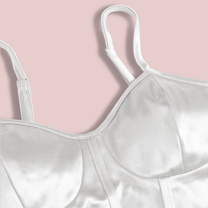 Camisola sexy adelgazante con cintura cruzada en el pecho, tirantes finos ajustables, top corto de satén para mujer, bandana