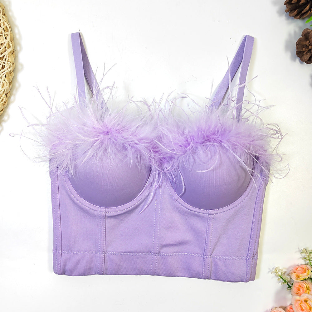 Feather Tube Top Small Sling Outer Wear Inner Wear Short Boning Corset Tight Wrapped Chest Kanuner