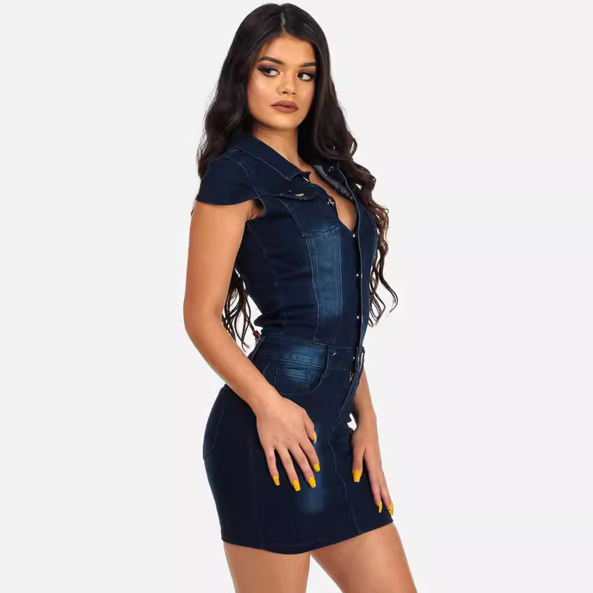 Sexy Slim Denim Dress Hip Nightclub Dress Joliss