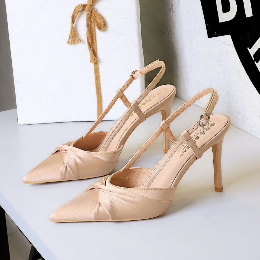 High Grade Cocktail High Heels Stiletto Heel Low Cut Bowknot Hollow Out Cutout Back Strap Super High Heel Shoes ForestFootwear