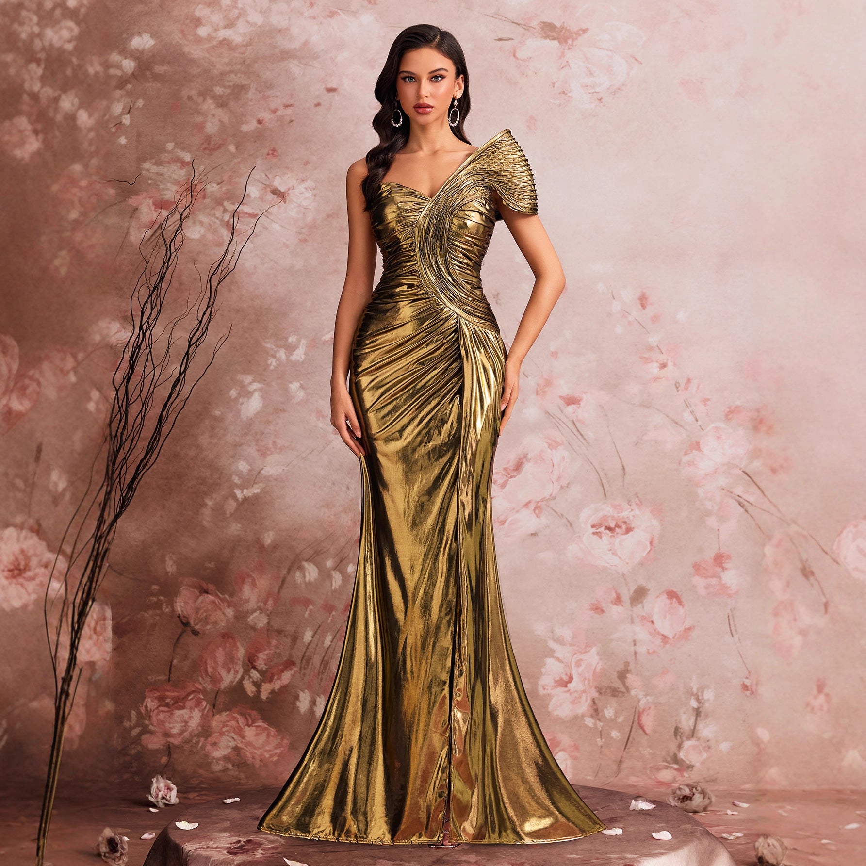 Robe de soirée élégante en fil de pêche, magnifique robe plissée pour cocktail ou soirée formelle, cadeau idéal