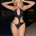 Sexy Halter Bikini Swimsuit Skinny Slimming One Piece Hollow Out Cutout out Swimsuit Women MagicSwing