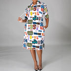Women Casual Loose Letter Graphic Print Hooded Dress PLAYA