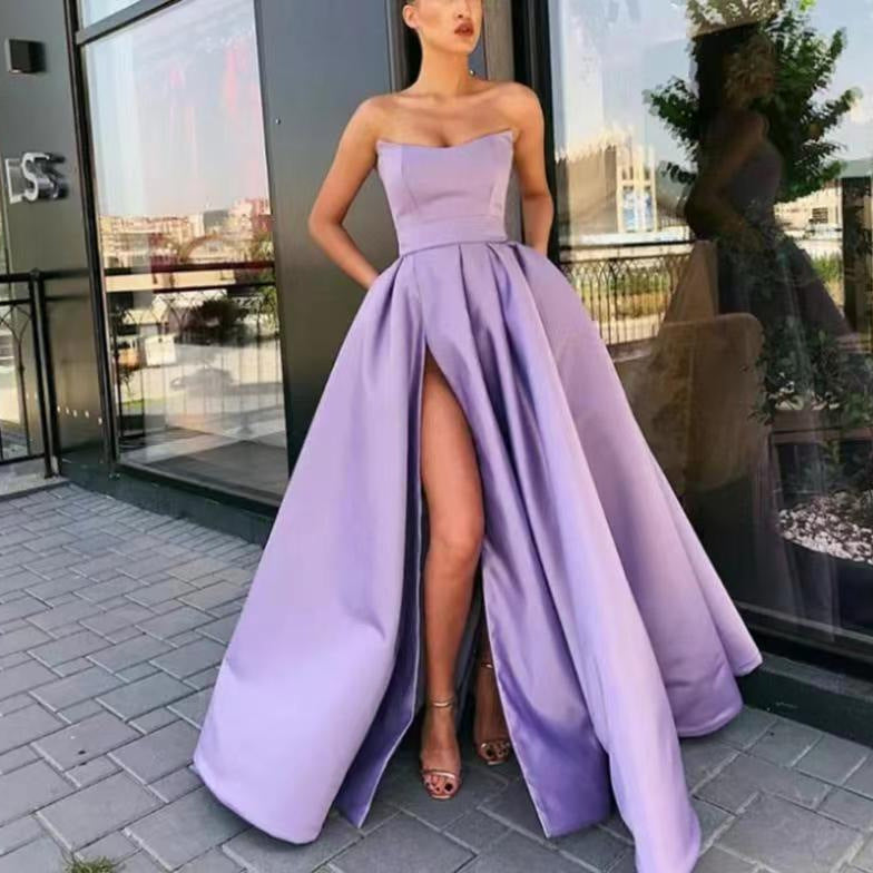 Dress Performance Dress Sexy Tube Top Split Long Cocktail Host Evening Dress SCC