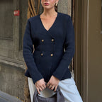 Suéter de lana minimalista de manga larga para mujer, ropa de otoño e invierno