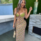 Summer Lace Stitching Printing Back Strap Dress Women FREYA