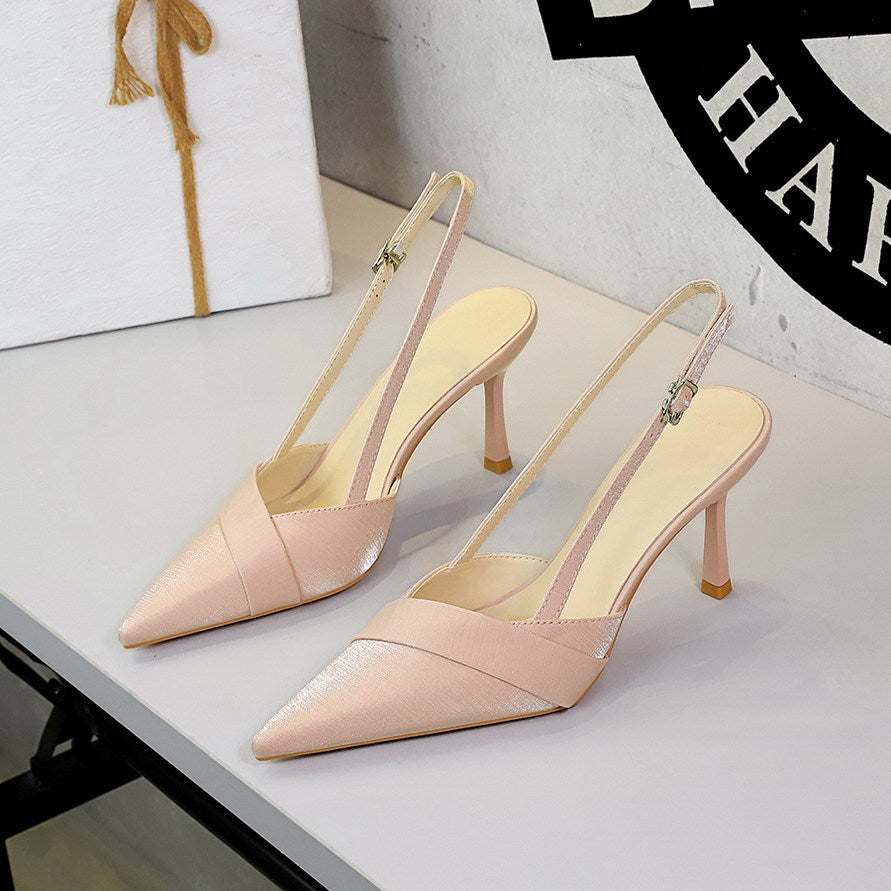 French Satin Ribbon Pointed Toe Ankle Strap Buckle Sexy Party Women Shoes Stiletto High Heel Shoes Women Shoes ForestFootwear