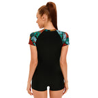 Maillot de bain boxer à manches courtes et imprimé pour femme, sexy, avec fermeture éclair