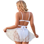 Swimsuit Solid Color Lace-up Swimwear Women Bikini Sexy Bikini Rain