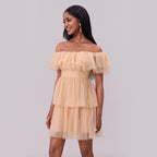 Spring Summer Women Clothing off the Shoulder Short Dress Sexy Mesh Party off Shoulder PartyPart