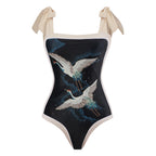 Retro Swimsuit Conservative One Piece Spring Swimsuit Suit Women Chiffon Blouse