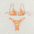 Printed Lace up Bikini Swimsuit Women Holiday Spring Beach Swimsuit