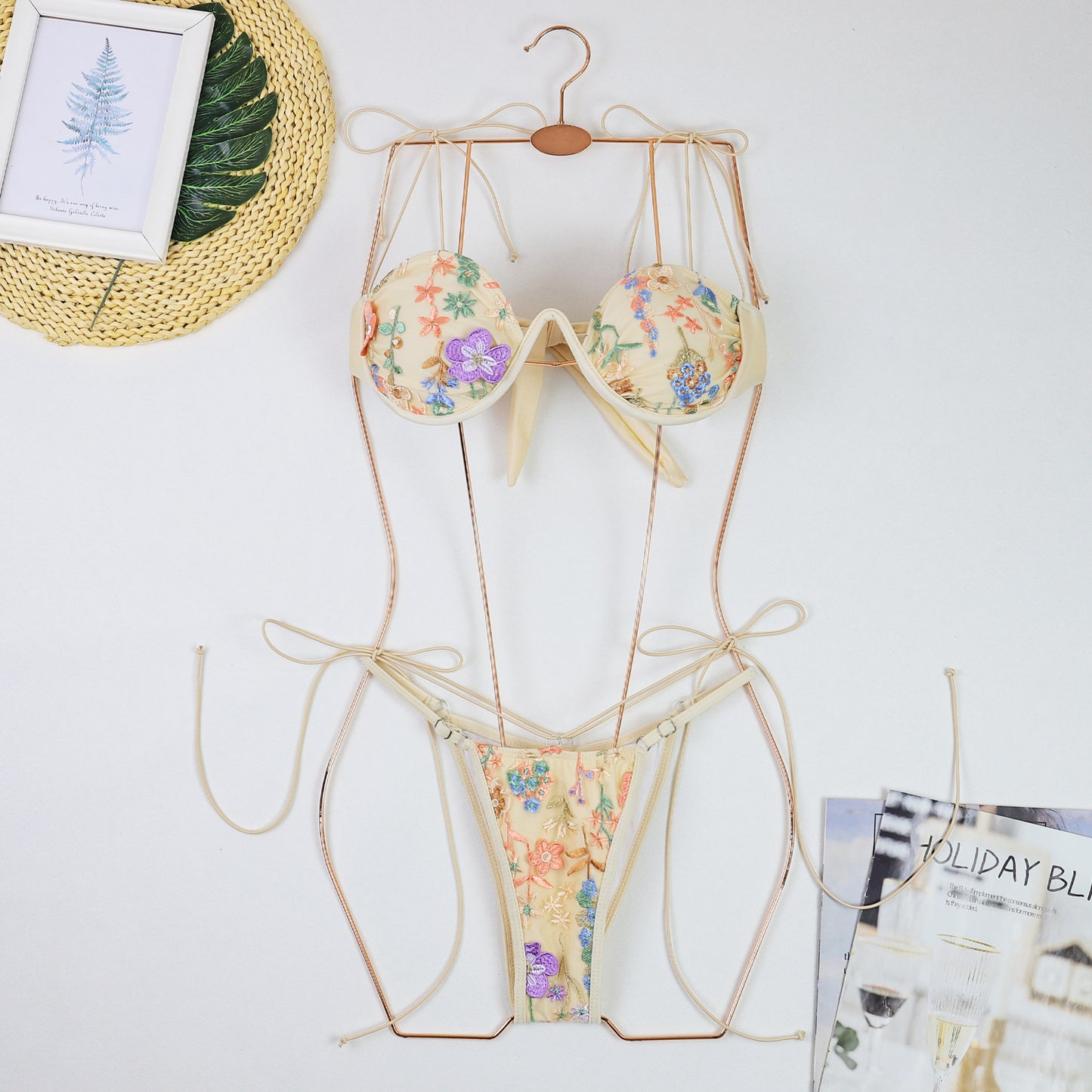 Embroidered Bikini Swimsuit
