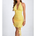 Arrivée Vêtements pour femmes Sexy Halter Ruffle Hip Ruffled Best Dress