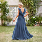 Chiffon Evening Dress Long V neck Formal Chiffon Dress Party Party Evening Dress Direct JoyEase