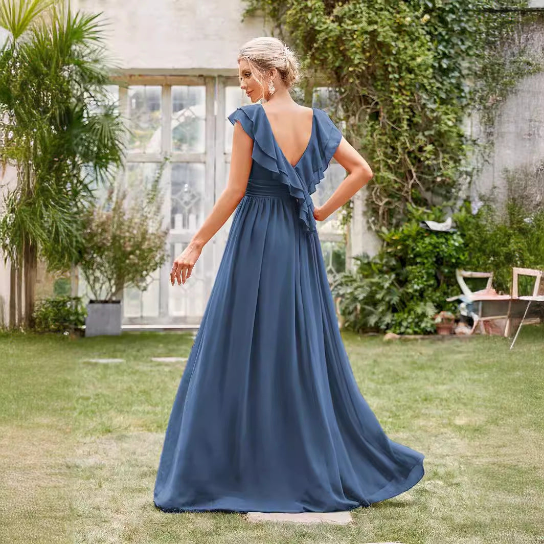 Chiffon Evening Dress Long V neck Formal Chiffon Dress Party Party Evening Dress Direct JoyEase
