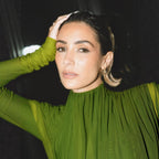 Dress Winter round Neck Green Pleated Long Sleeve Sight