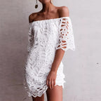 Spring Summer Lace Mid Sleeve Office Dress Tube Top Dress SCC